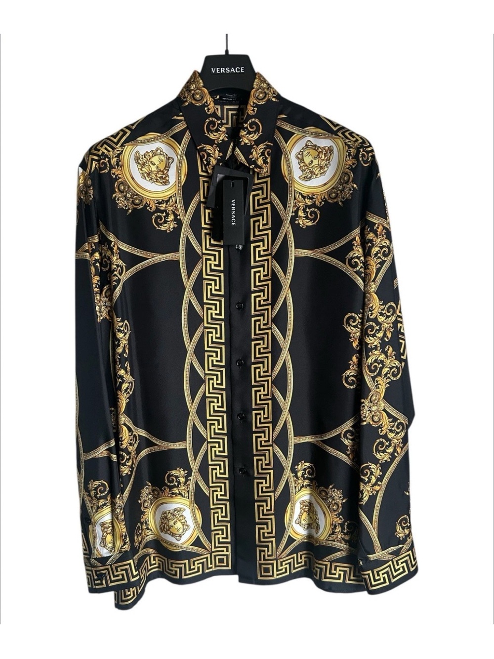 Versace Black & Gold Baroque Silk Size XL